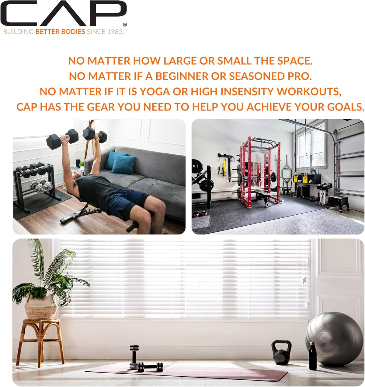 CAP Puzzle Exercise Mats | 1” Thick EVA Interlocking Foam Tiles for Home Gym Flooring | Multiple Options
