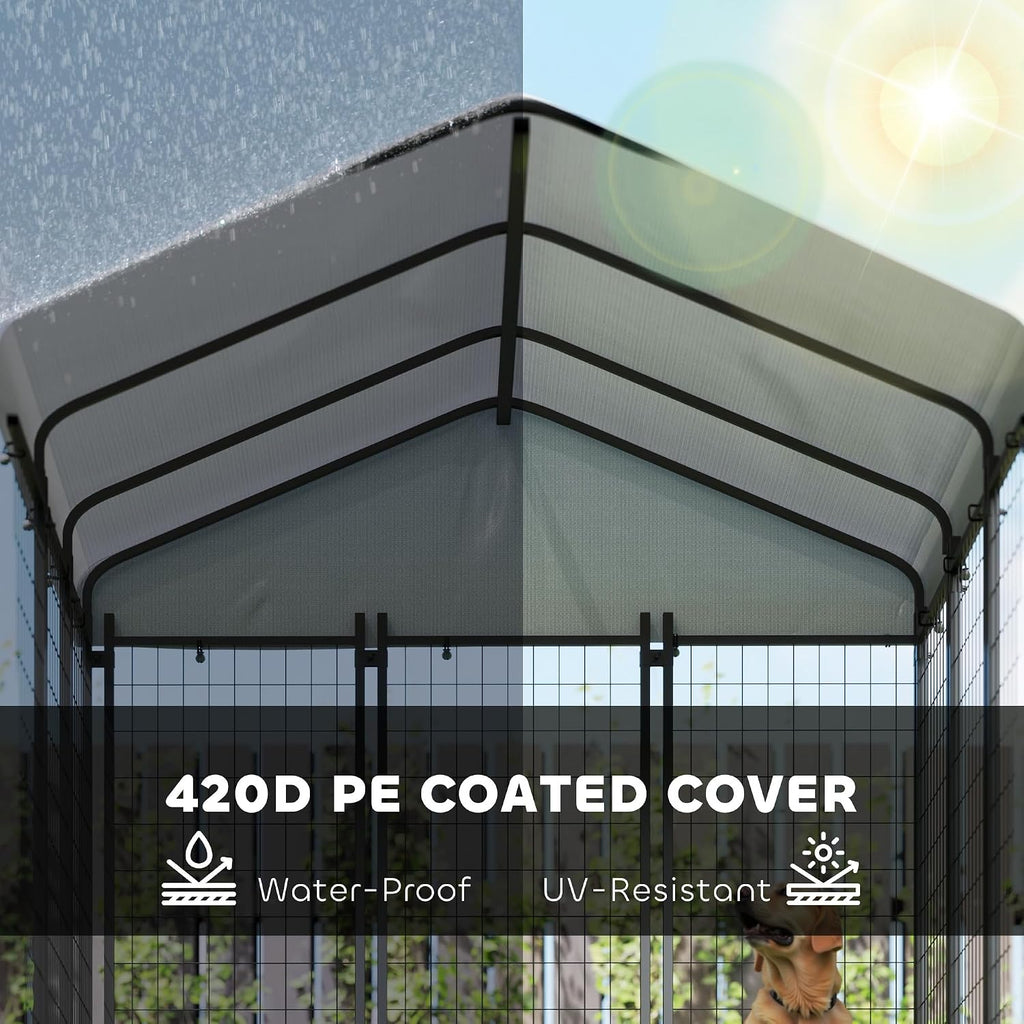 PawHut Outdoor Dog Kennel with Roof for S&M&L Breeds 6' x 6' x 6' Silver