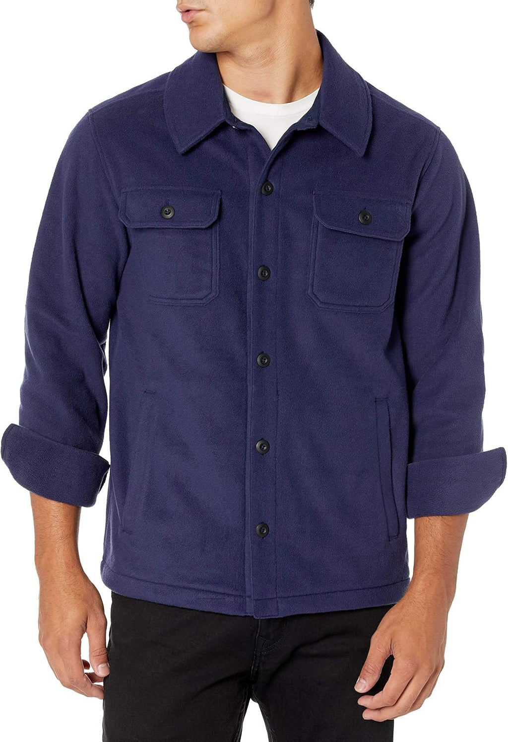 Amazon Essentials Men's Long-Sleeve Polar Fleece Shirt Jacket for Winter, Jackets