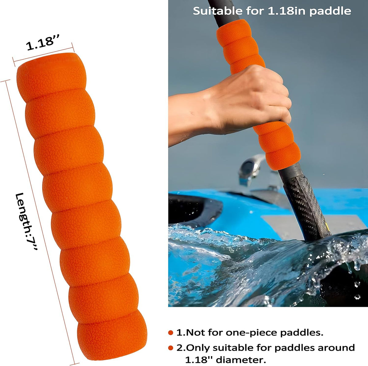 Kayak-Paddle-Grips-2-Pack - No-Slip Oar-Grip for Take-Apart Paddles,Blister Prevention Kayaking Accessories(Diameter 30mm/1.18 inches)