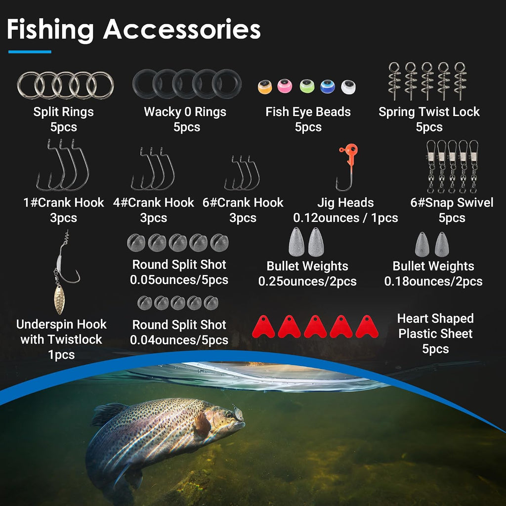 Fishing Lures Tackle Box Bass Kit,Saltwater & Freshwater Baits Set
