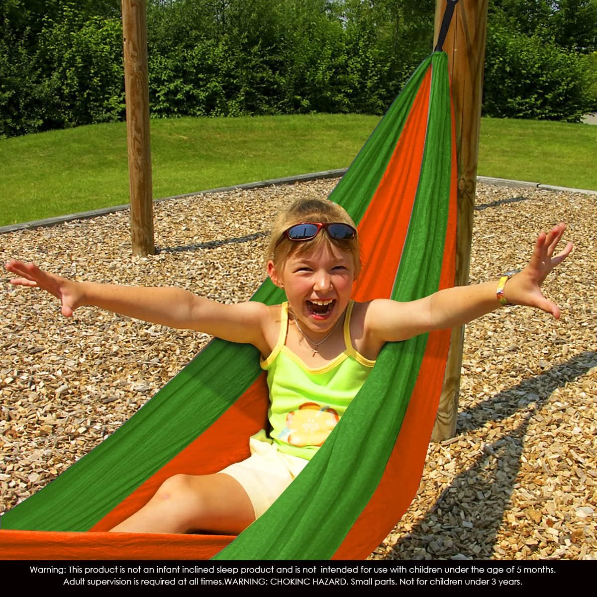 Grassman Kids Small Hammock for Camping Portable Hammock for Child Girls Boys Ultralight Backpack Mini Hammocks with Straps Orange