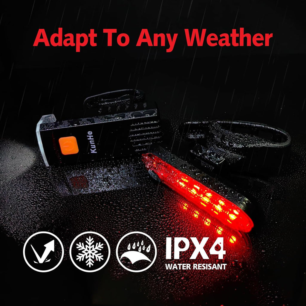 Kunhe USB-C Rechargeable Bike Lights Front and Rear(2or4or10or20 Packs) Night Riding for Kids &Adults 3 Lights Modes Used as a Safety Indicator Light for Skateboards Strollers and Wheelchairs