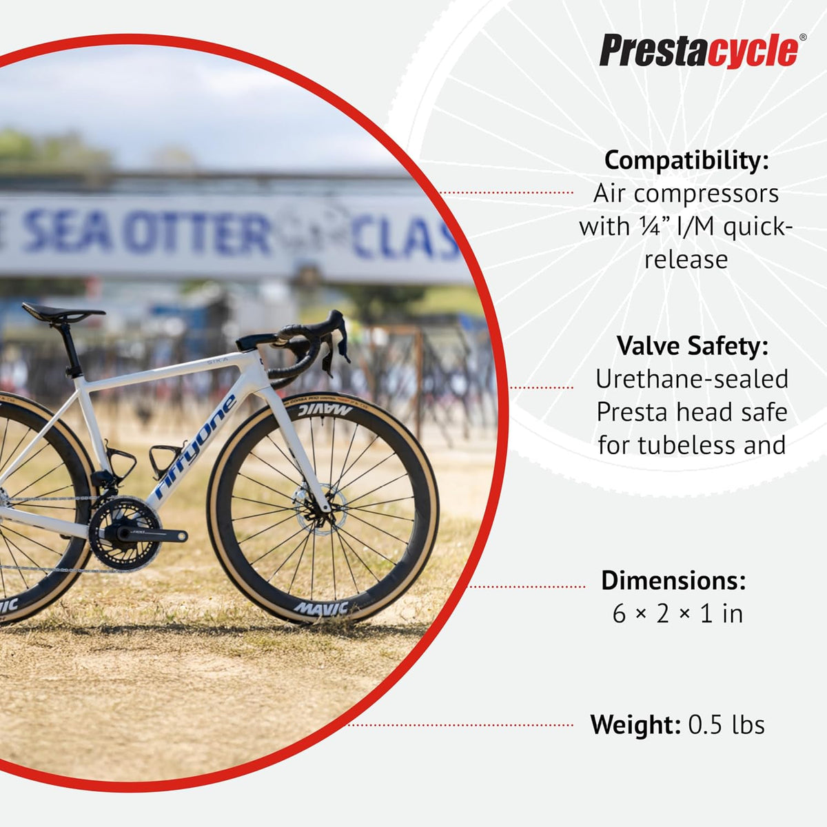 Prestacycle Prestaflator Mini Pro, Bike Tire Inflator Head, Bicycle Air Pump Valve Presta Push-to-Inflate Tool for Air Compressor Lines, Bike Tools & Maintenance, Mini Pro Inflation Tool