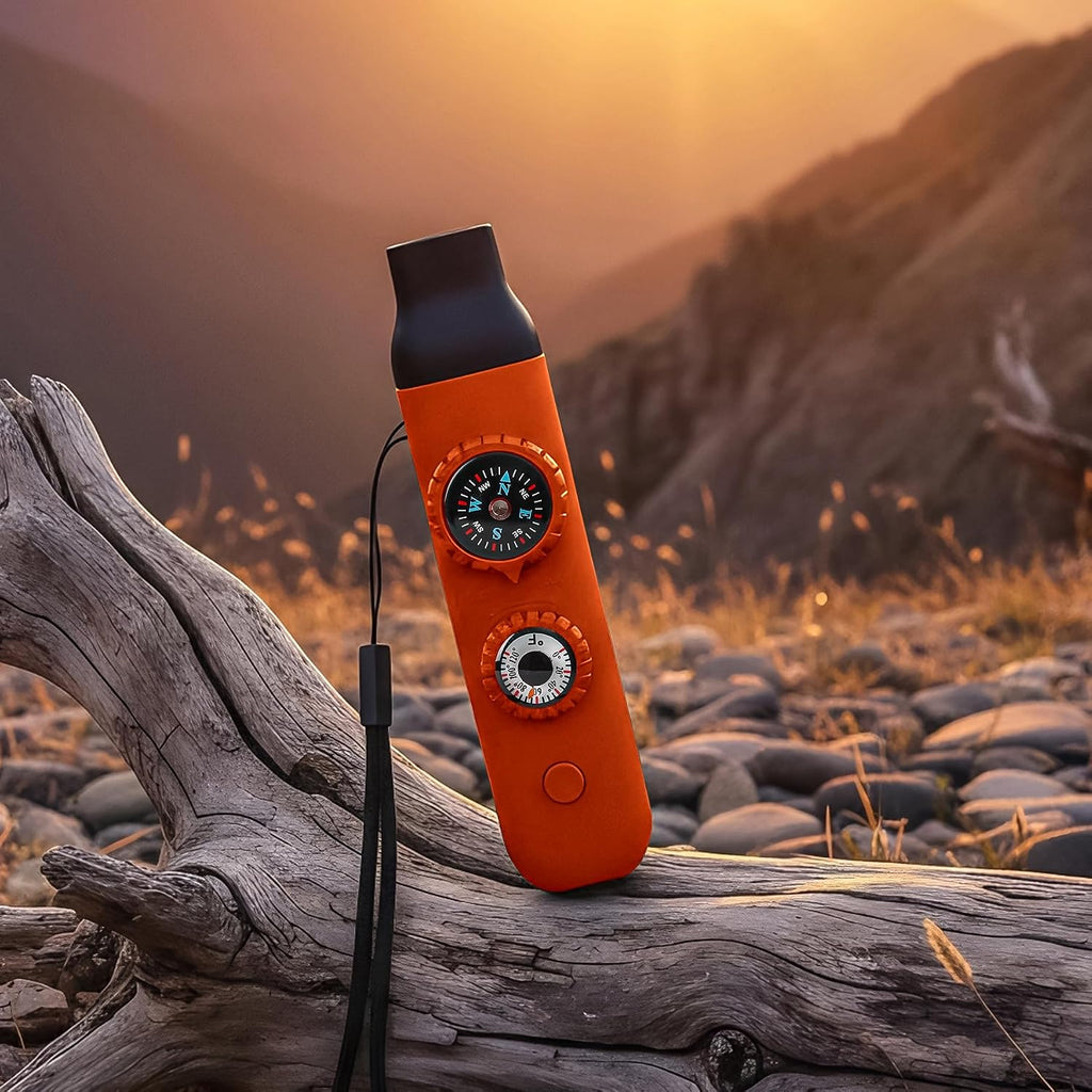 Multifunctional Survival Emergency Whistle for Kids with Compass Hiking Survival, Thermometer & Neck Lanyard | Emergency Safety Gear for Hiking, Camping, Kayaking, Boating, Climbing