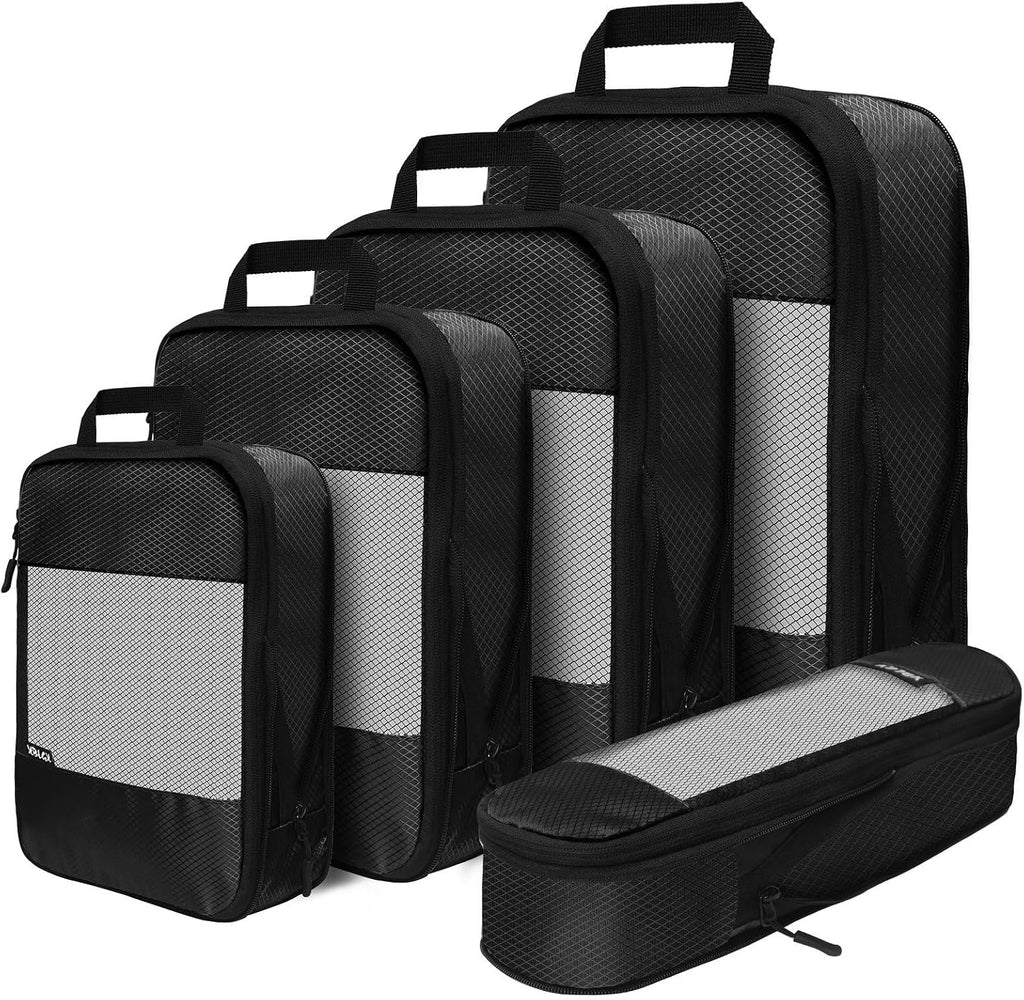 Compression Packing Cubes for Suitcases,5 Set Travel Essentials, Lightweight Luggage Organizer Bags, Travel Cubes for Carry on