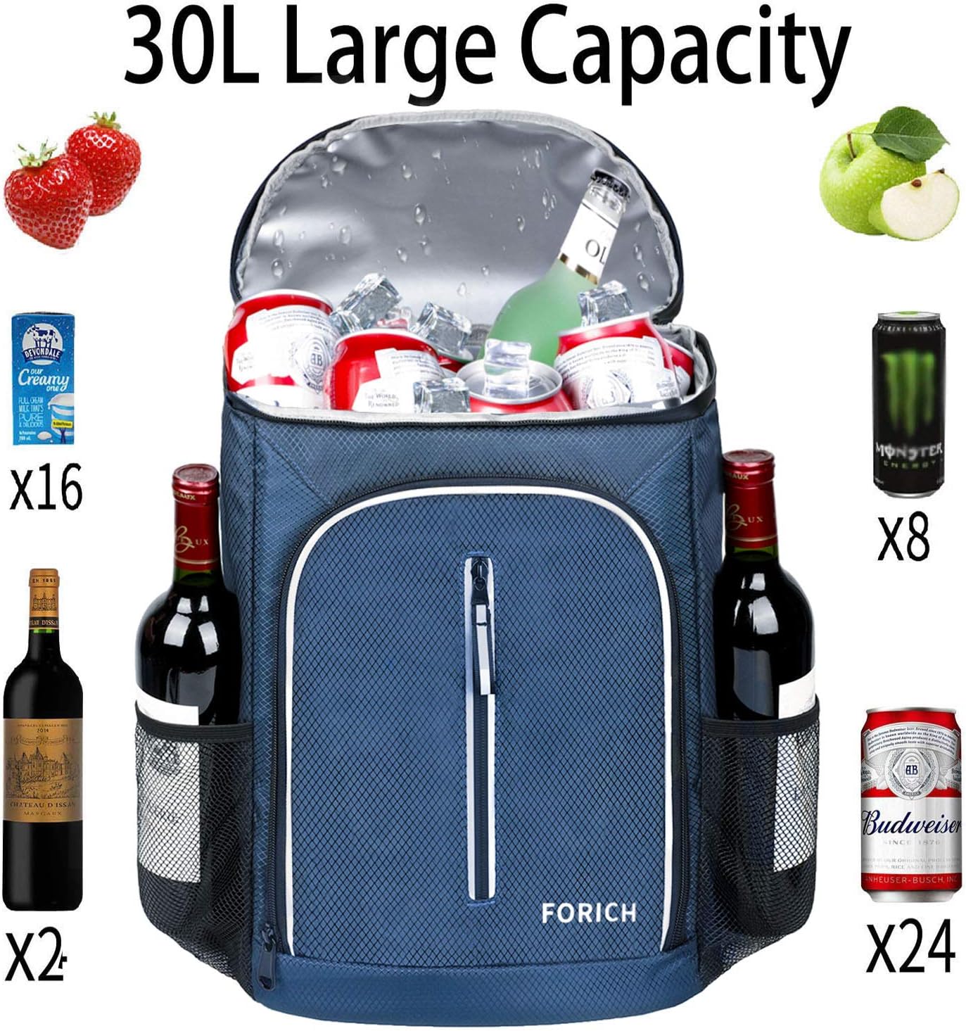 FORICH Soft Cooler Backpack Insulated Waterproof Backpack Cooler Bag Leak Proof Portable Small Cooler Backpacks to Work Lunch Travel Beach Camping Hiking Picnic Fishing Beer for Men Women