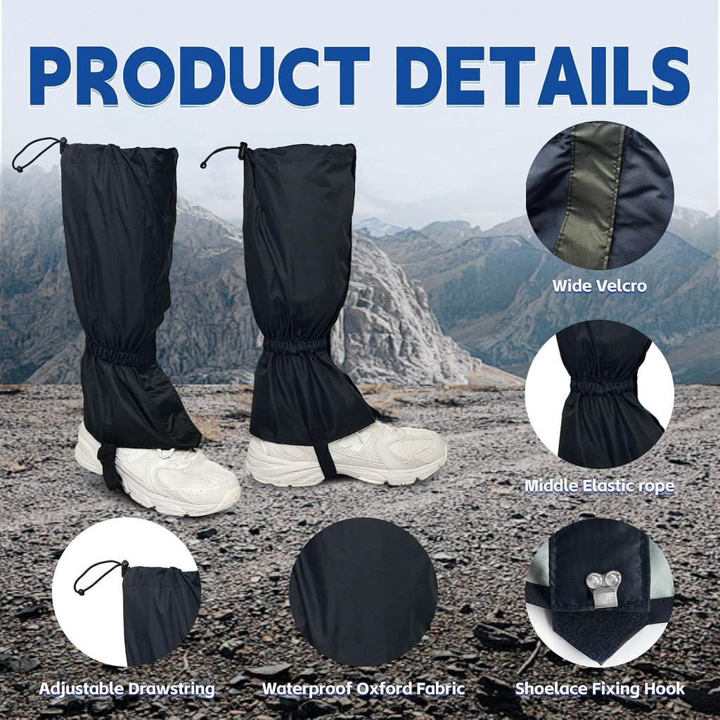 Gators for Hiking Boots,Adjustable Leg Gaiters for Women and Men Boots, Waterproof and Breathable Trail Gaiters for Hiking, Snow and Garden Weeding