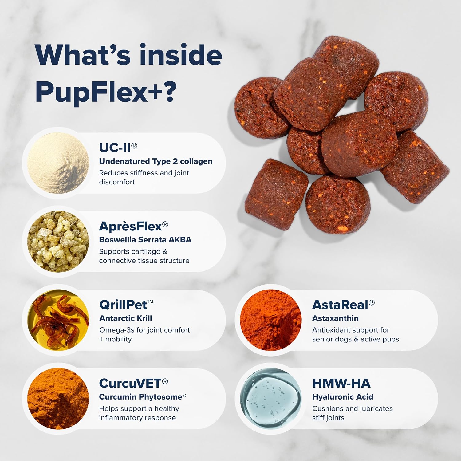 PupFlex+ Hip and Joint Supplement Dogs, Vet Created Soft Chews w/UC-II® Collagen, CurcuVET® & Omega 3 - UC-II Collagen More Effective Than Glucosamine Chondroitin, Dog Joint Supplement (60 ct)