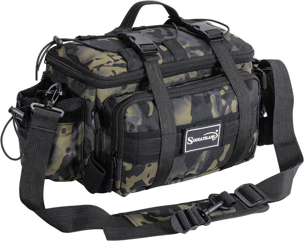 Sougayilang Fishing Tackle Bags - Fishing Tackle Storage Bags for Saltwater or Freshwater Fishing Gear - Padded Shoulder Strap - Tackle Box Bag Fishing Bag(Green)