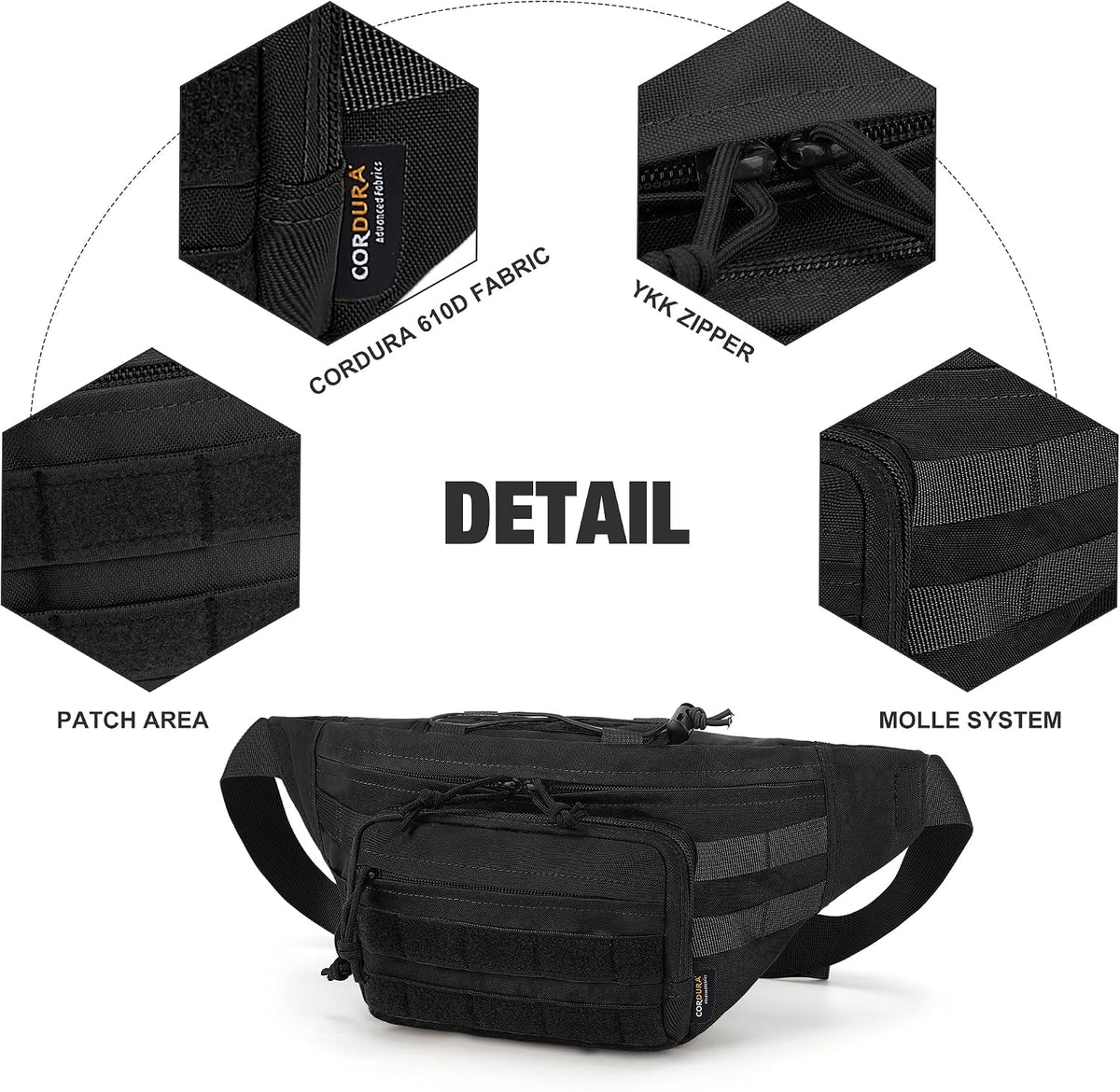 Mardingtop Tactical Fanny Pack for Men, Military Crossbody Waist Bag Utility Hip Belt Bumbag for Outdoor Travel,Hiking,Running,Walking,Fishing,EDC