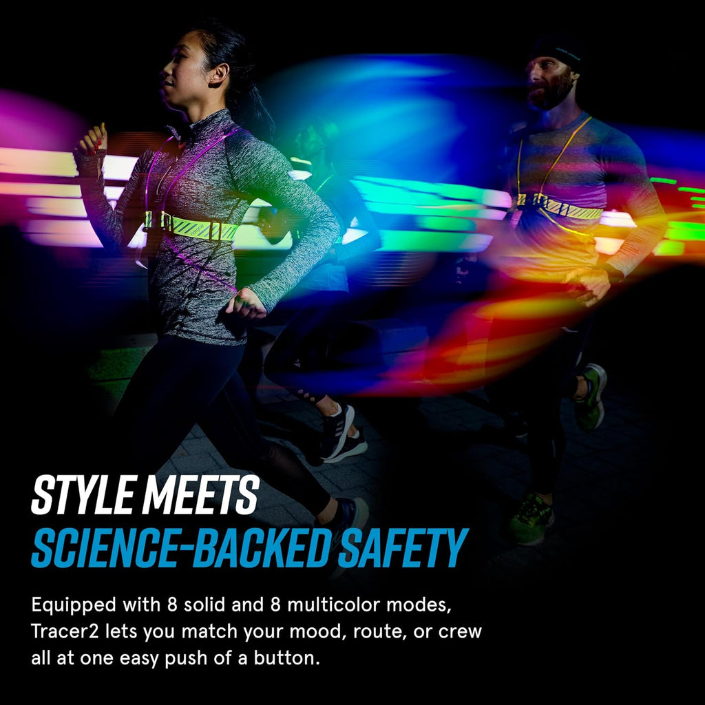noxgear Tracer2 Multicolor Light Up and Reflective Running Vest | Rechargeable, Ultra-bright Running Lights for Runners