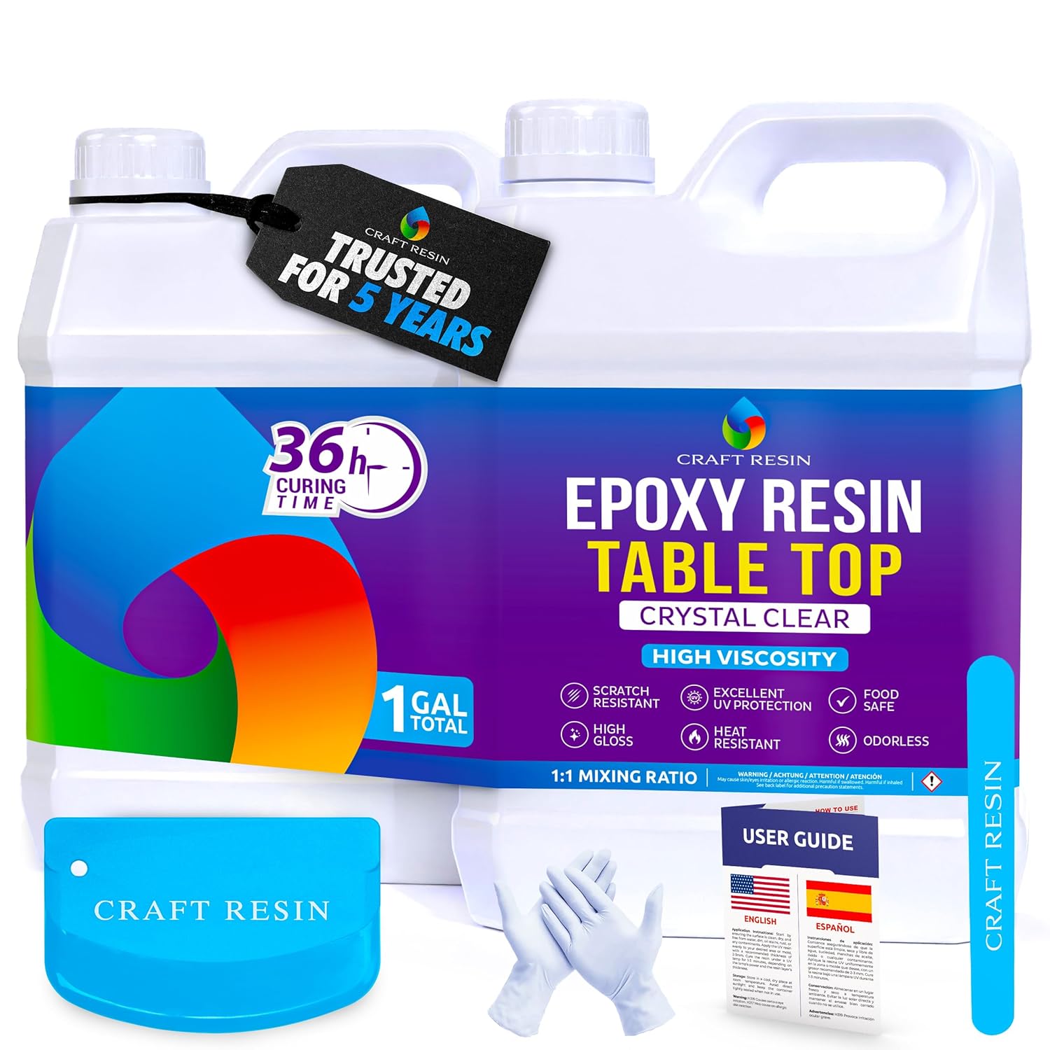 Craft Resin Table Top Epoxy Resin Kit - Ultra Clear, High-Gloss, 1 Gallon