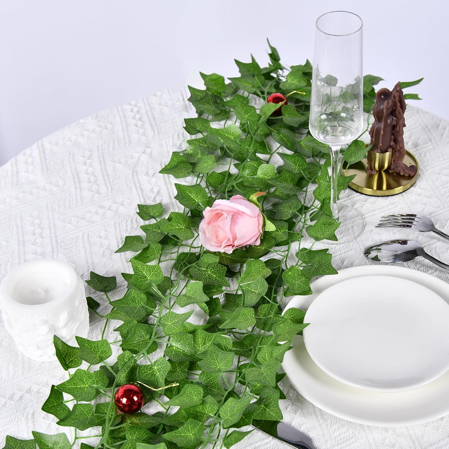 50 Pack 375 Feet Fake Vines for Room Decor Artificial lvy Greenery Garland Vine Leaves, Leaf Plants Flowers Foliage for Bedroom,Garden Wall.Decor Indoor Outdoor