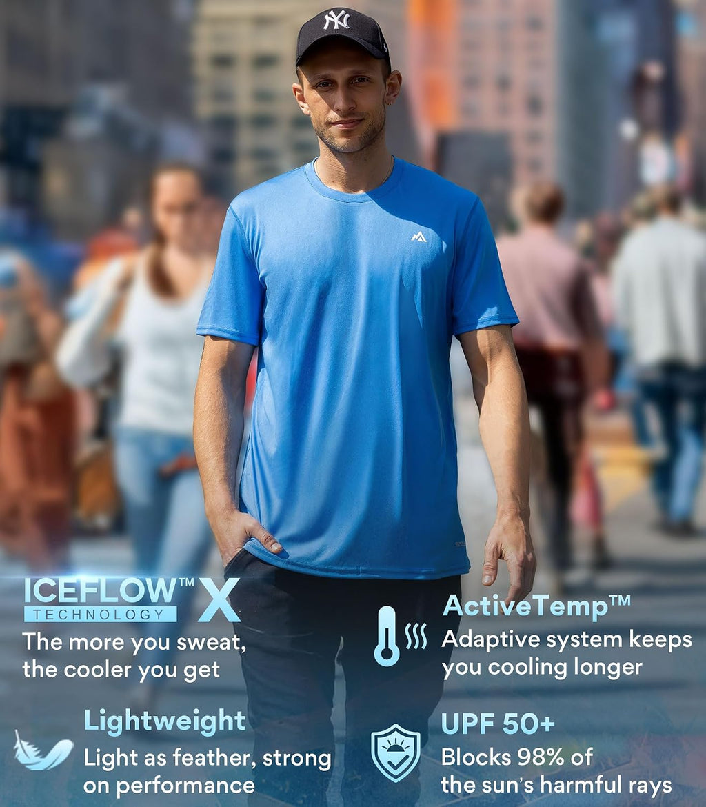 Men's Instant Cooling Crew Neck T-Shirt for Hot Weather