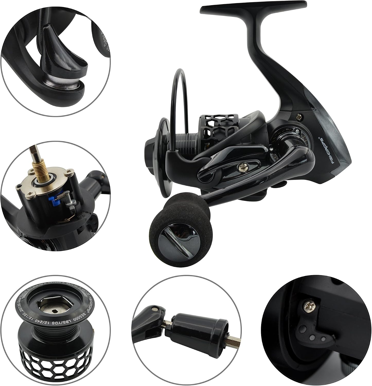 Fishdrops Spinning Fishing Reels 12+1BB Ultra Lightweight Carved Aluminum Spool Reels Affordable Smooth Spinning Reels