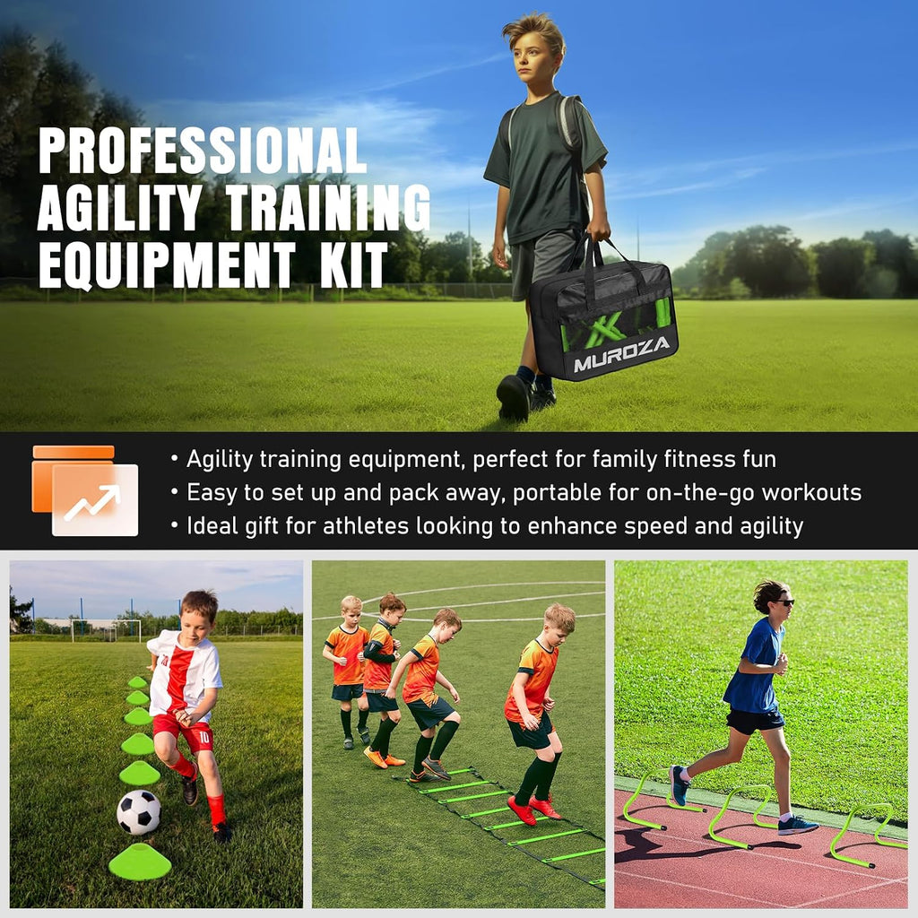 Agility Ladder, Agility Speed Training Equipment Set, 20ft Speed Ladder