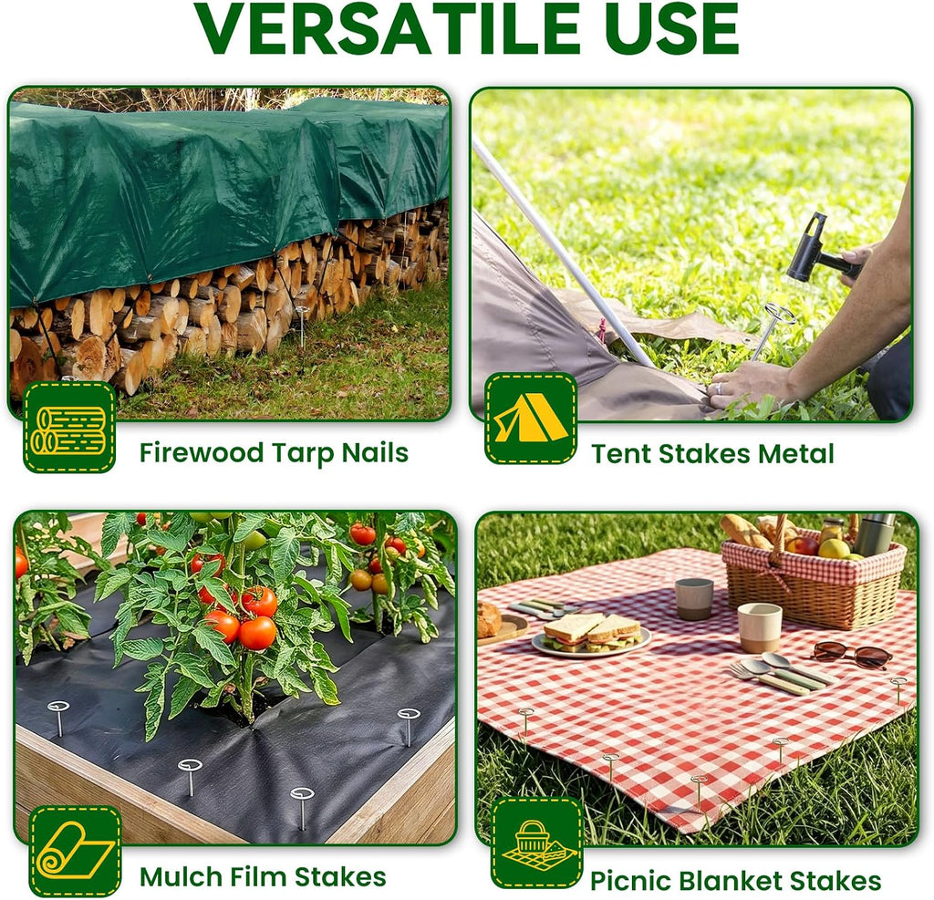 ALOTIKI Landscape Staples, 300Pcs 6 Inch Galvanized Landscape Fabric Stakes