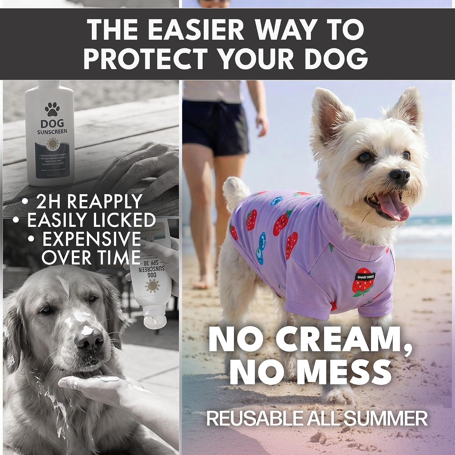Spark Paws Sunblock Dog T-Shirt, SPF 30 UV Sun Protection, Summer Cooling