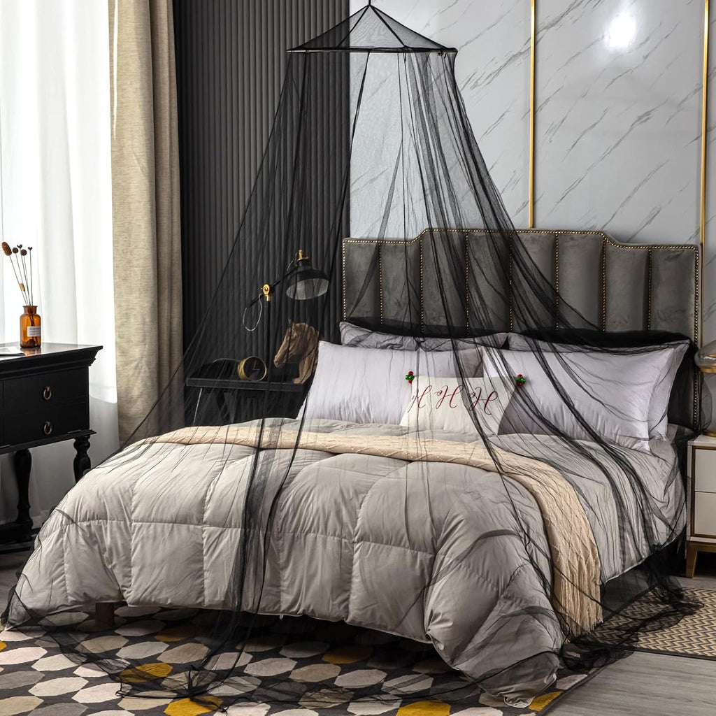 Mosquito Net Bed Canopy for Girls Black Bed Curtains Tent Twin Queen Size
