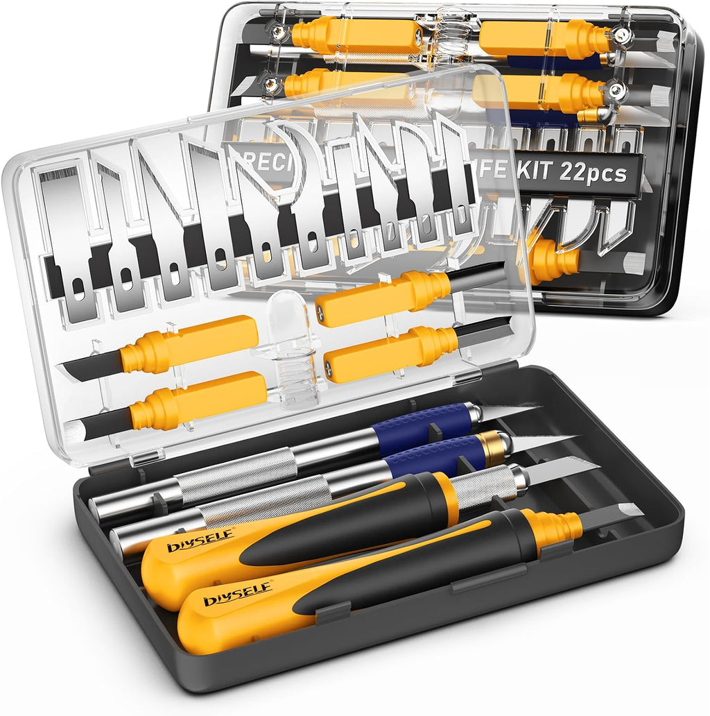 DIYSELF 16-Piece Exacto Knife Set, Craft Knife & Hobby Knife Kit, Precision Knife with Magnetic Storage Case, Exacto Knife for Crafting, Paper, Foam, Vinyl, Models, 3D Printing, Junk Journal Supplies