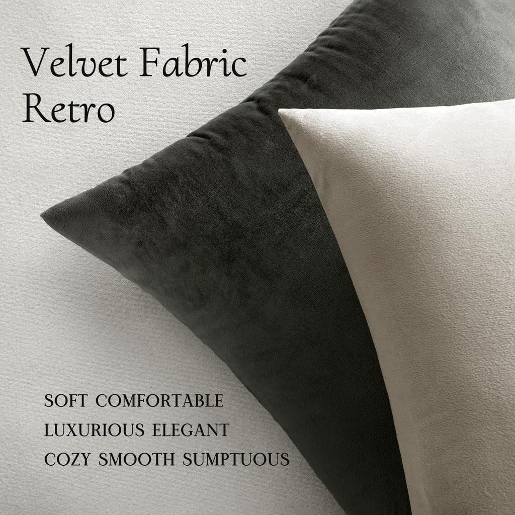 MIULEE Velvet Throw Pillow Covers 18x18 Inch Pack of 2 Cream White