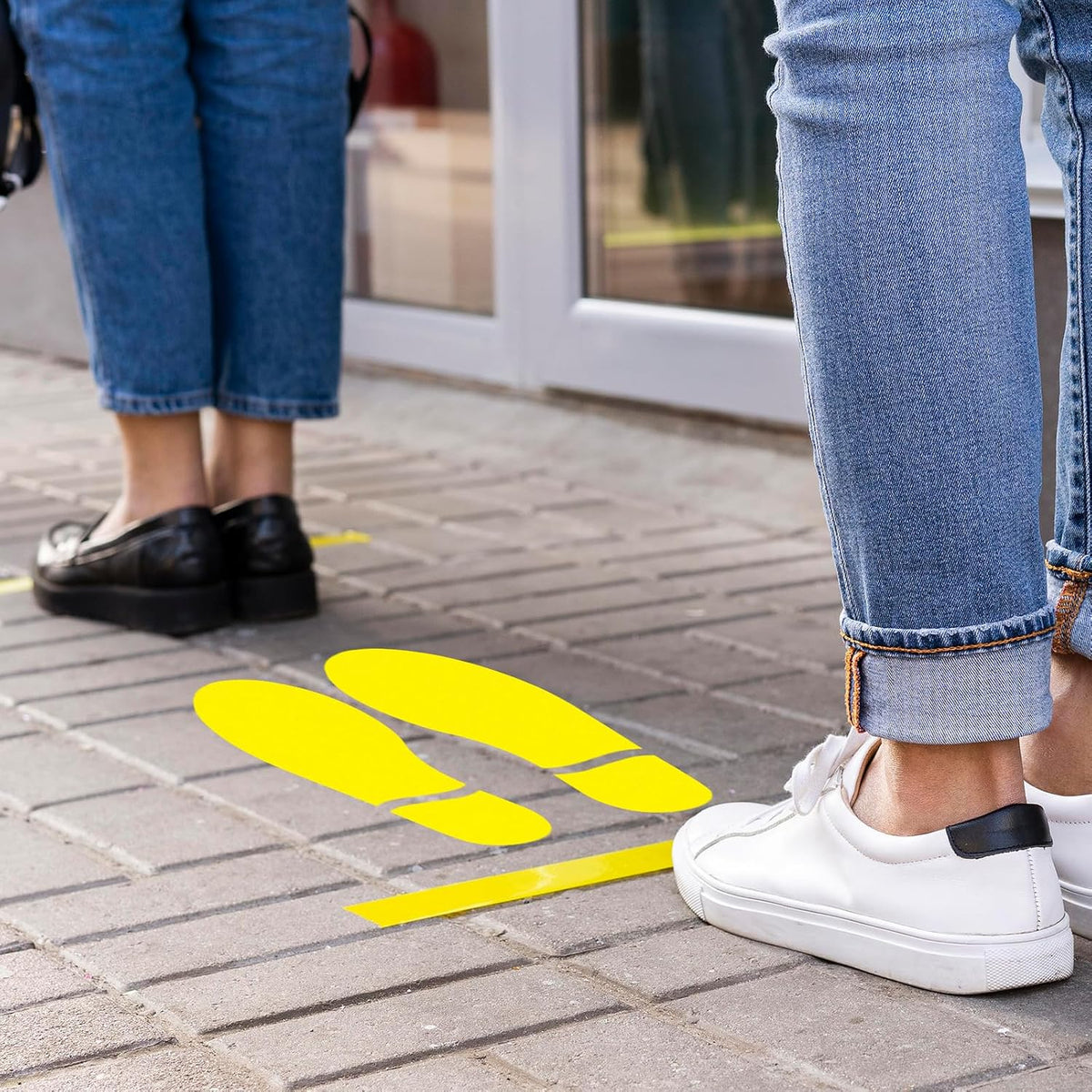 20 Pairs Yellow Footprint Stickers 3×7 in Classroom Floor Line Up