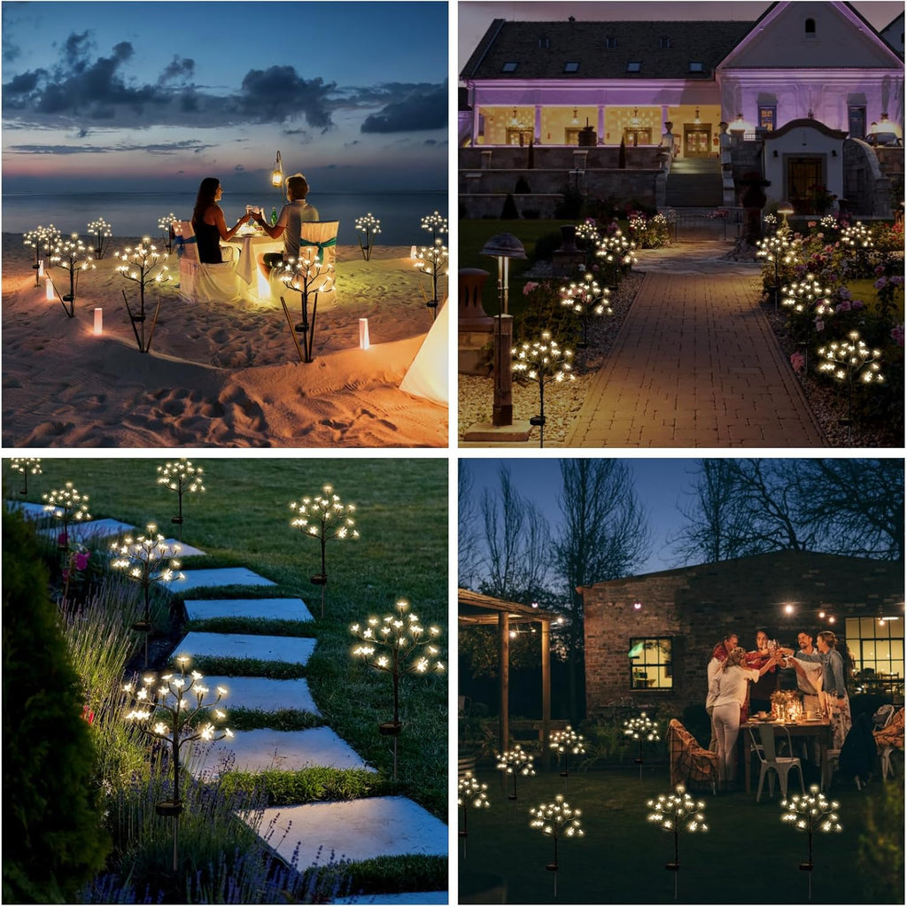2 Pack Solar Lights Outdoor Waterproof, Garden Lights Solar Flowers