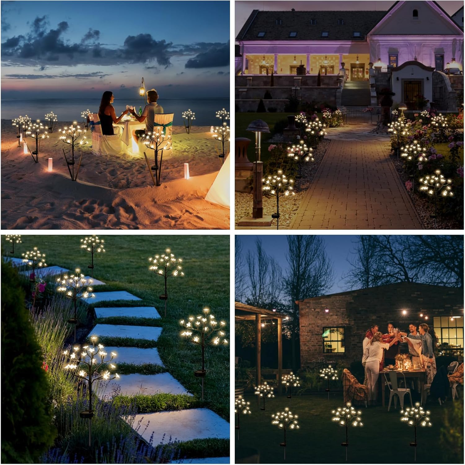 2 Pack Solar Lights Outdoor Waterproof, Garden Lights Solar Flowers