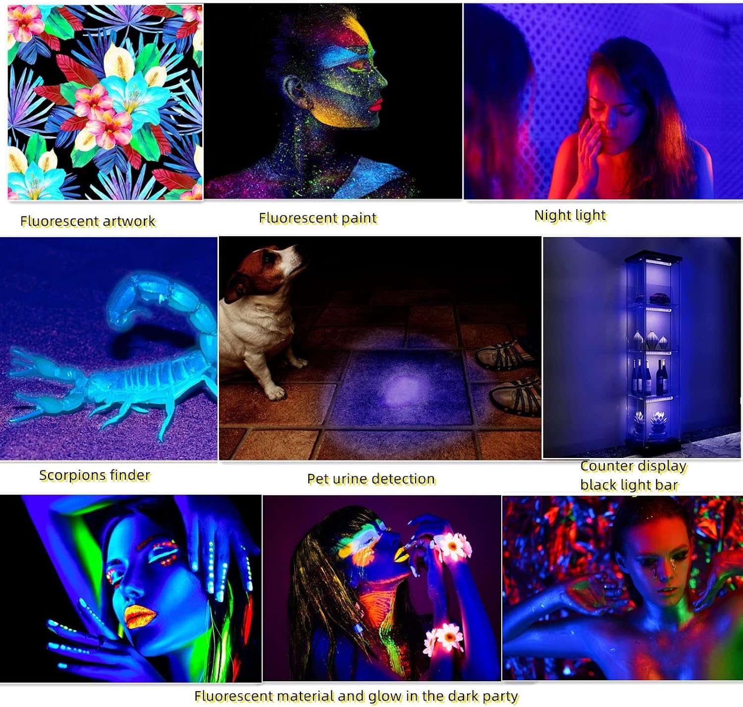 UV Black Light Bar 1ft LED Blacklight Strip Lights for Fluorescent Tapestry