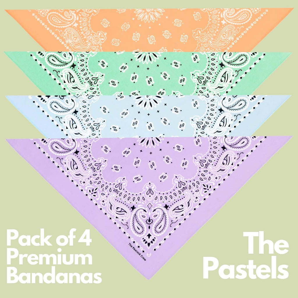 The Peacock Crew Premium Soft Cotton Bandanas Pack for Men and Women Paisley 22 x 22 inches