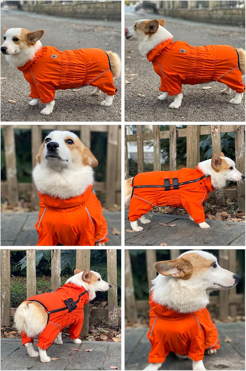 Lovelonglong Waterproof Dog Raincoat – 4-Leg Full Body Dog Rain Suit with Reflective Strips & Leash Opening, Outdoor Dog Jacket for Rainy Weather
