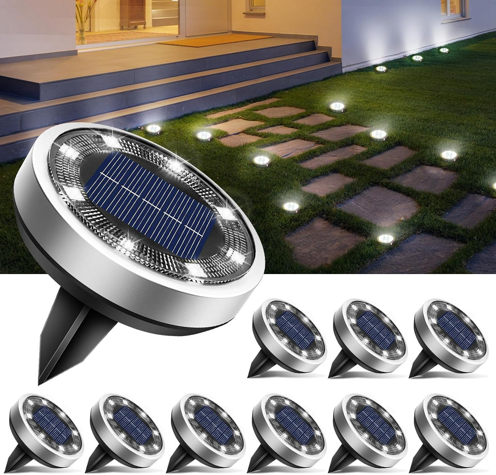 btfarm 16 Pack Solar Lights Outdoor Waterproof, 8 LED Solar Ground Lights
