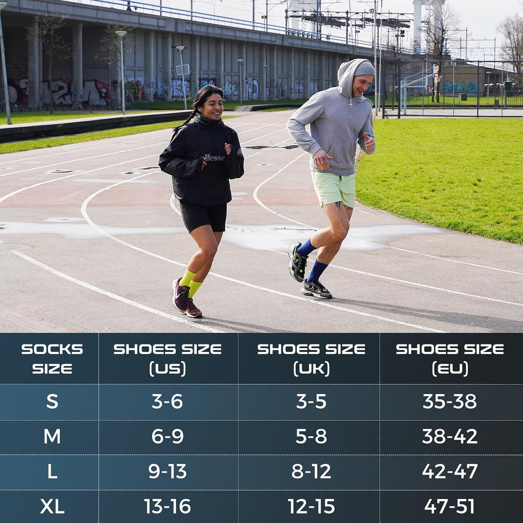 Compression Running Socks 3 Pairs, Cushion Crew Socks, Anti-Blister Moisture Wicking Athletic Hiking Basketball Socks