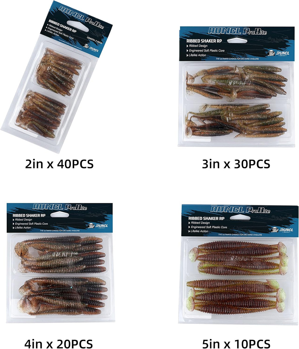 RUNCL Swimbaits Paddle 10/20/30/40PCS, 5/4/3/2 Inchs Paddle Tail, Soft Lure for Trout Crappie Bass, Durable Plastic Bait Swimmer for Saltwater/Freshwater, Fishing Lover's Gift