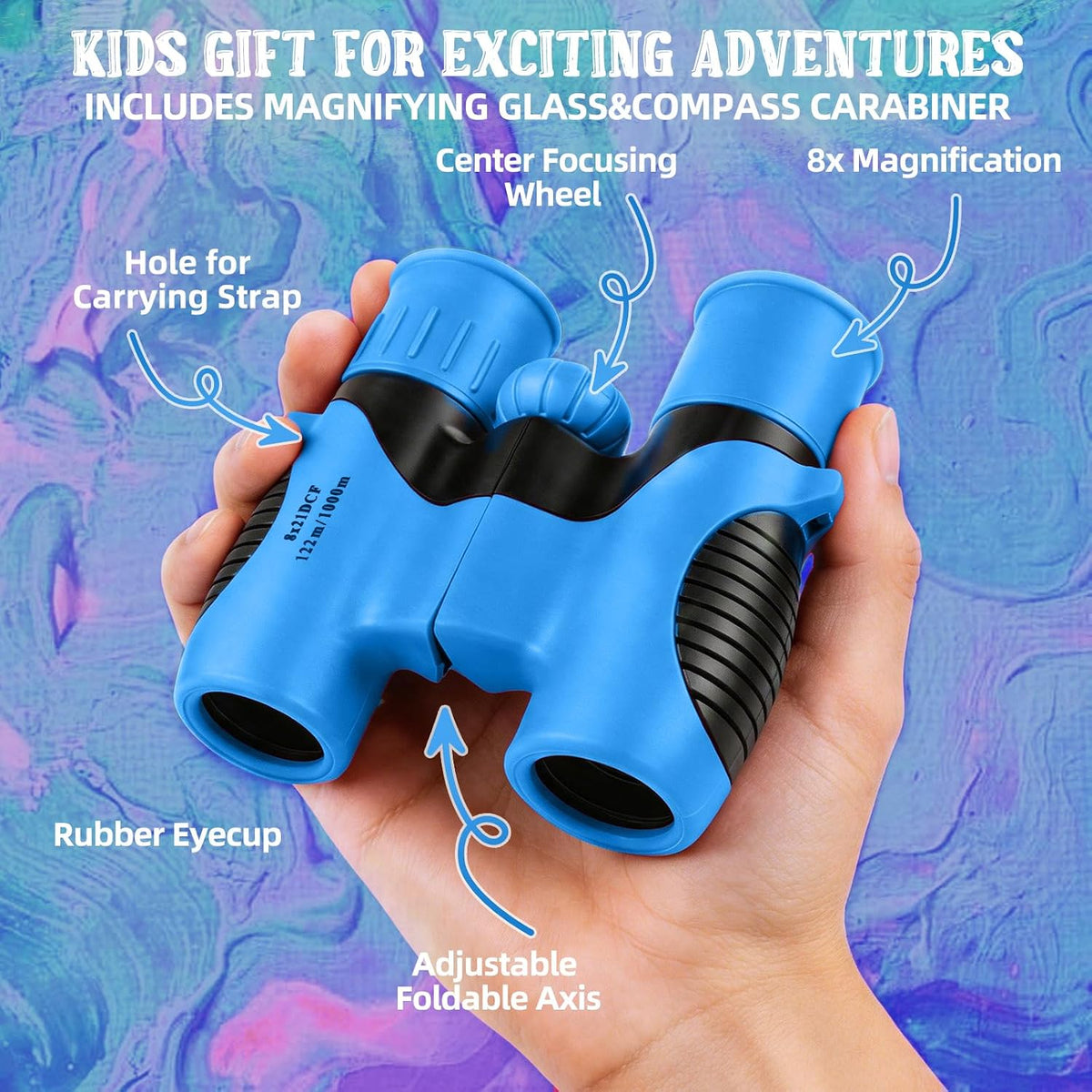 Portable Kids Binoculars 8x21 - Compact Shockproof Real Binoculars for Kids
