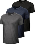 BOOJO 3 Pack Workout Mens Shirts - Quick Dry Causal Moisture Wicking Gym Athletic Short Sleeve T-Shirts for Running Sport