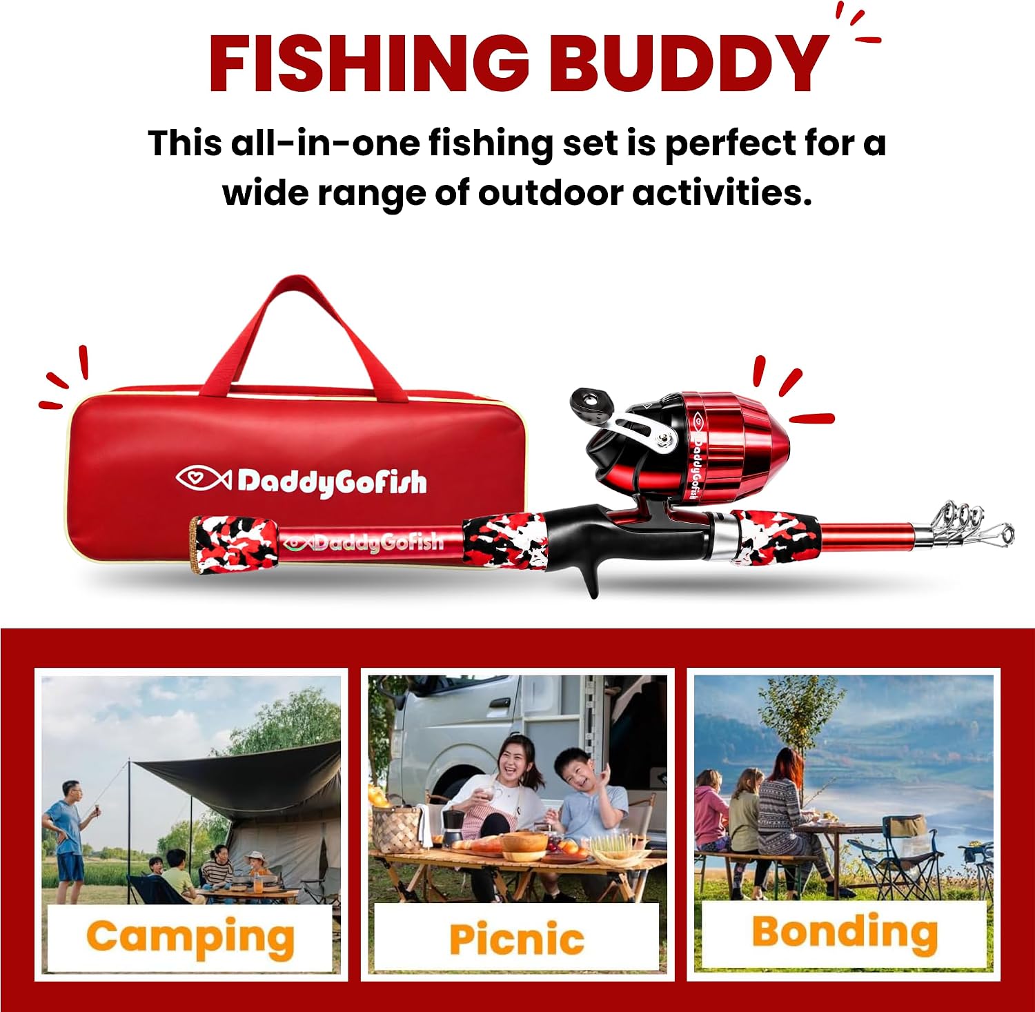 Kids Fishing Pole for Boys, Girls & Youth Age, Toddler Fishing Pole Set Kit