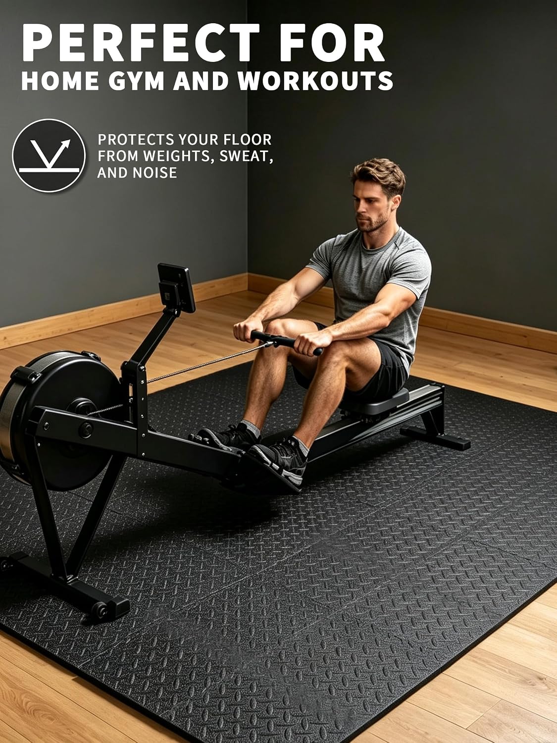 Gym Flooring for Home Gym, 18 PCS Anti-Slip Interlocking Foam Floor Tiles, 12.6"x12.6"x0.4" EVA Exercise Mats, Puzzle Floor Mat For Workout, Yoga, Kids Play Area, Treadmill, Garage
