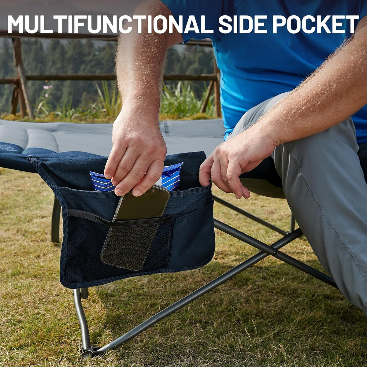 Timber Ridge 31.8" W Extra Wide Heavy Duty Camping Cot for Adult, Easy Set Up Oversized Sleeping Cot with Carry Bag for Camping, Travel and Outdoors, Support up to 450lbs