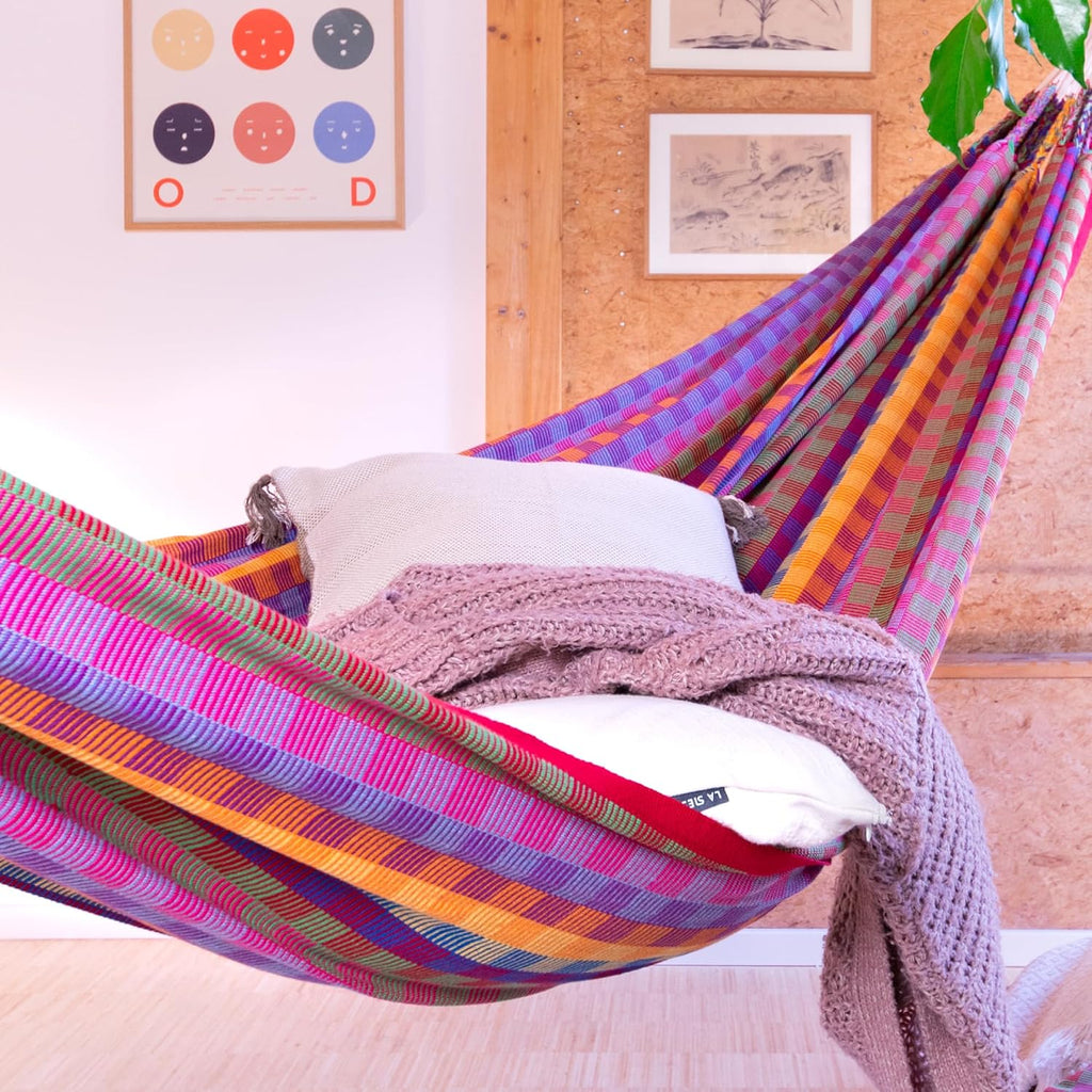 LA SIESTA Flora Hammock, Transform Your Backyard or Porch into a Relaxation Oasis, Ultra Soft Cotton, Max 440 Lbs, Family Hammock, King, Flowers