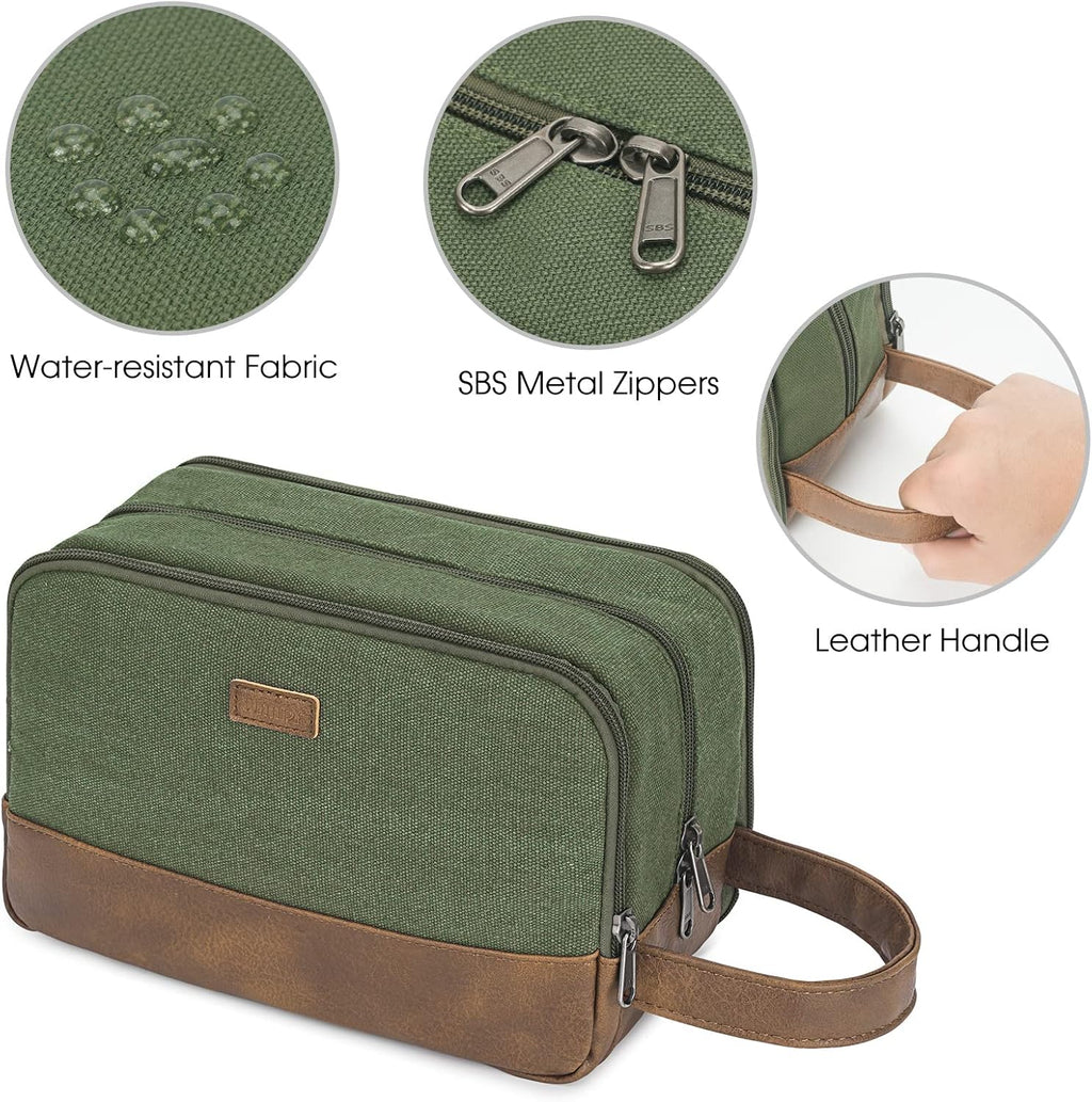 WANDF Travel Toiletry Bag for Men, Canvas Shaving Dopp Kit