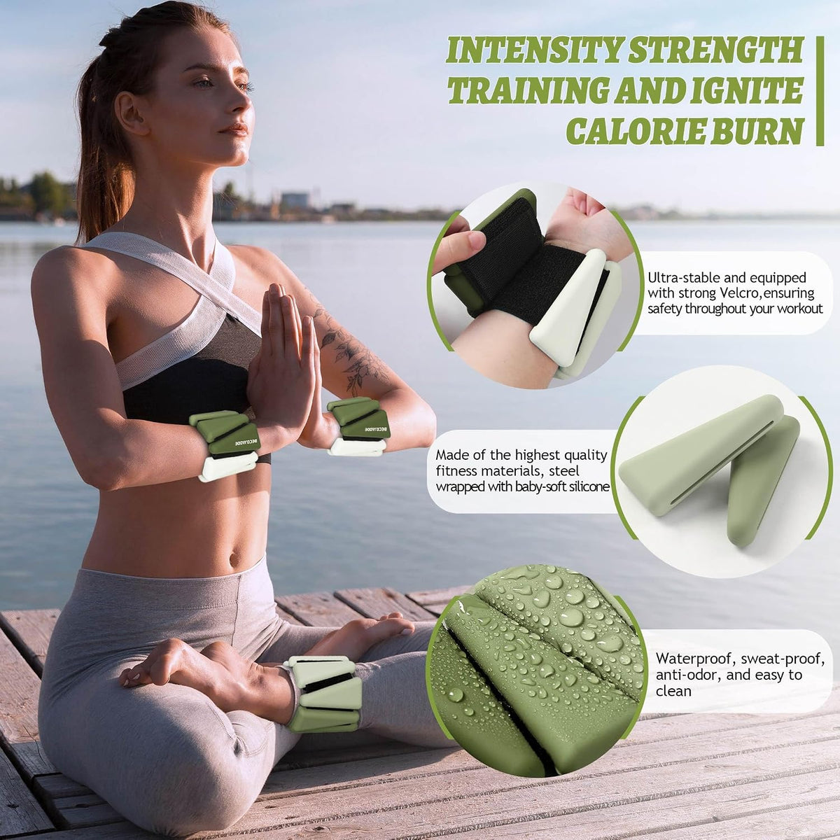 Ankle Weights for Women Adjustable Wrist Weights Set of 2 (1 lb/2 lb Each)