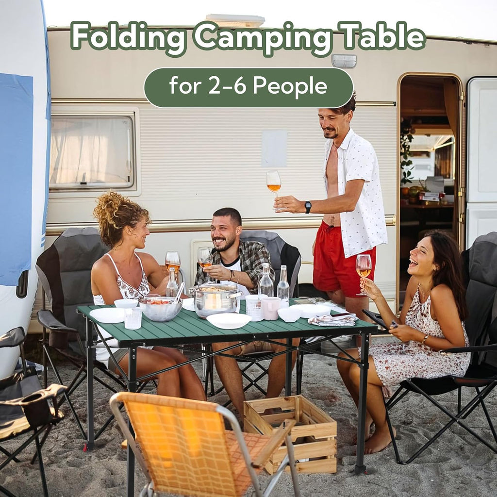 Portable Outdoor Adjustable Height Camping Table, Large for 2-6 Person