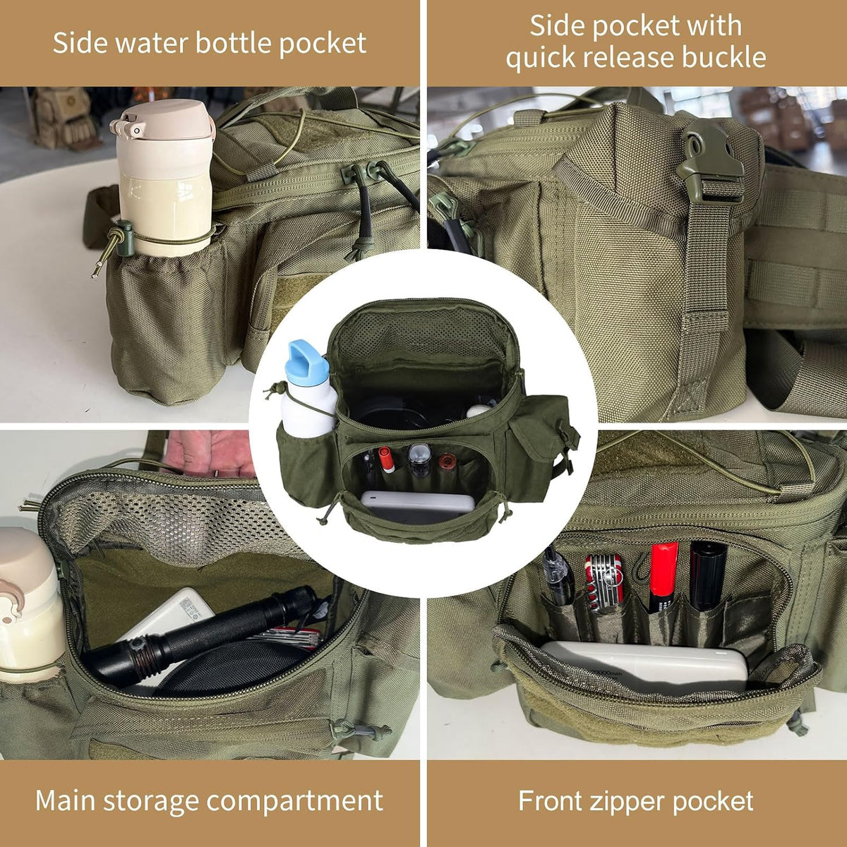 MGFLASHFORCE Tactical Fanny Pack for Men EDC Molle Waist Bag Hip Belt Pouch