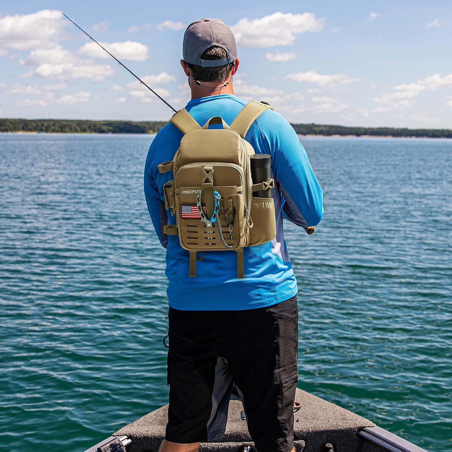 Piscifun Fishing Tackle Backpack, Rod & Gear Holder, Water-Resistant