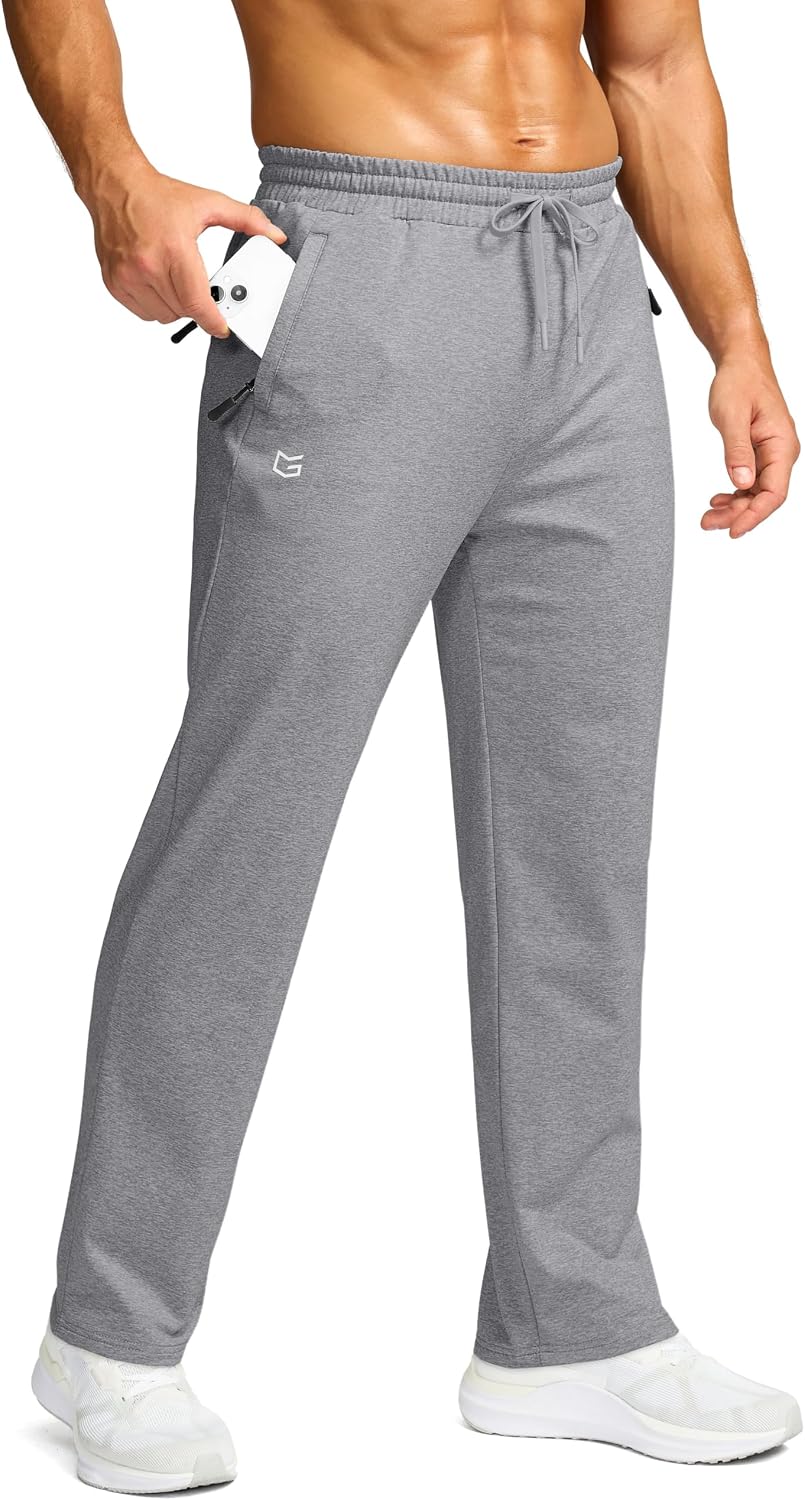 G Gradual Men's Fleece Lined Pants with 3 Zipper Pockets Water Resistant Winter Warm Hiking Pants Athletic Sweatpants for Men