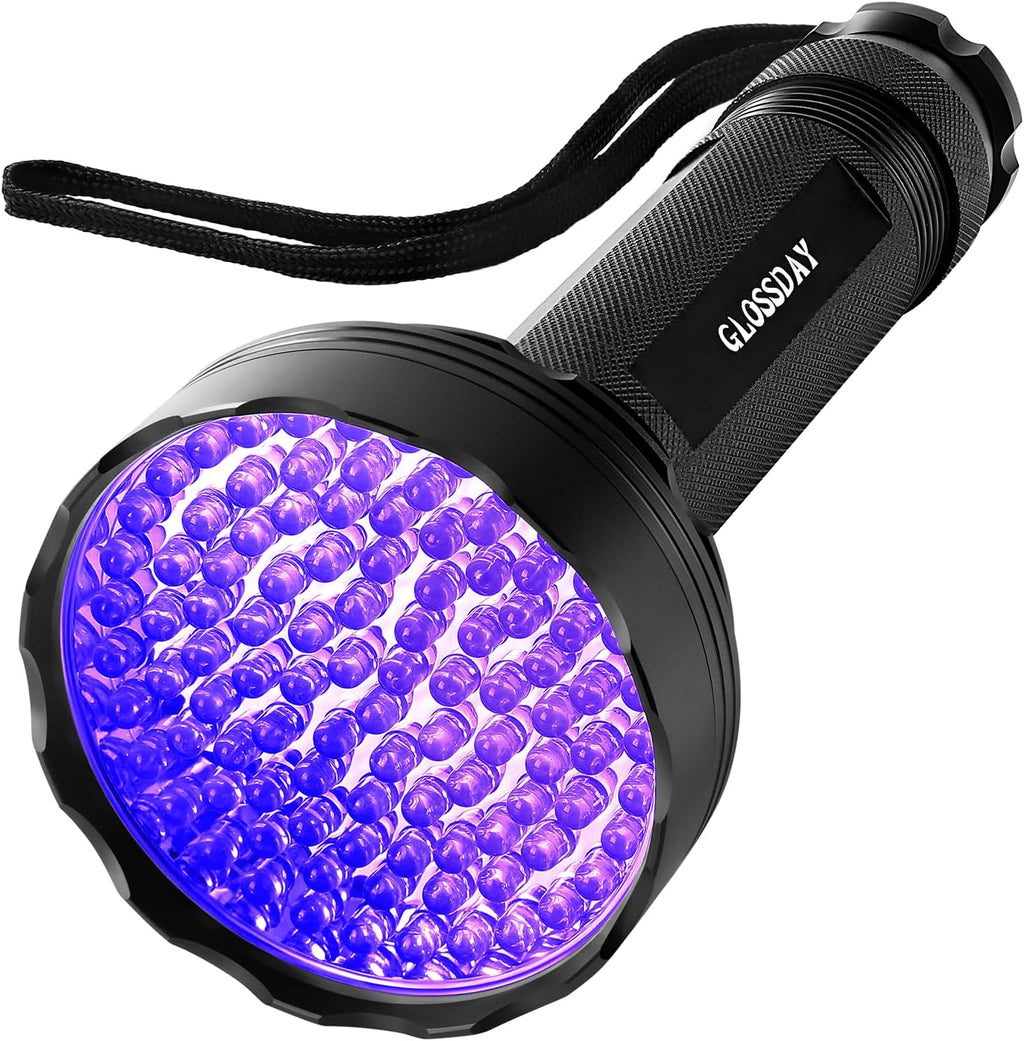 GLOSSDAY UV Flashlight Black Light, 100 LED Black Light Flashlight for Dog/Cat Pet Detector, Scorpions Finder