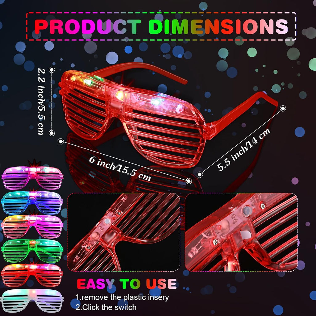 Maitys 72 Pcs Foam Stick Light up Glasses, Glow in the Dark Party Supplies