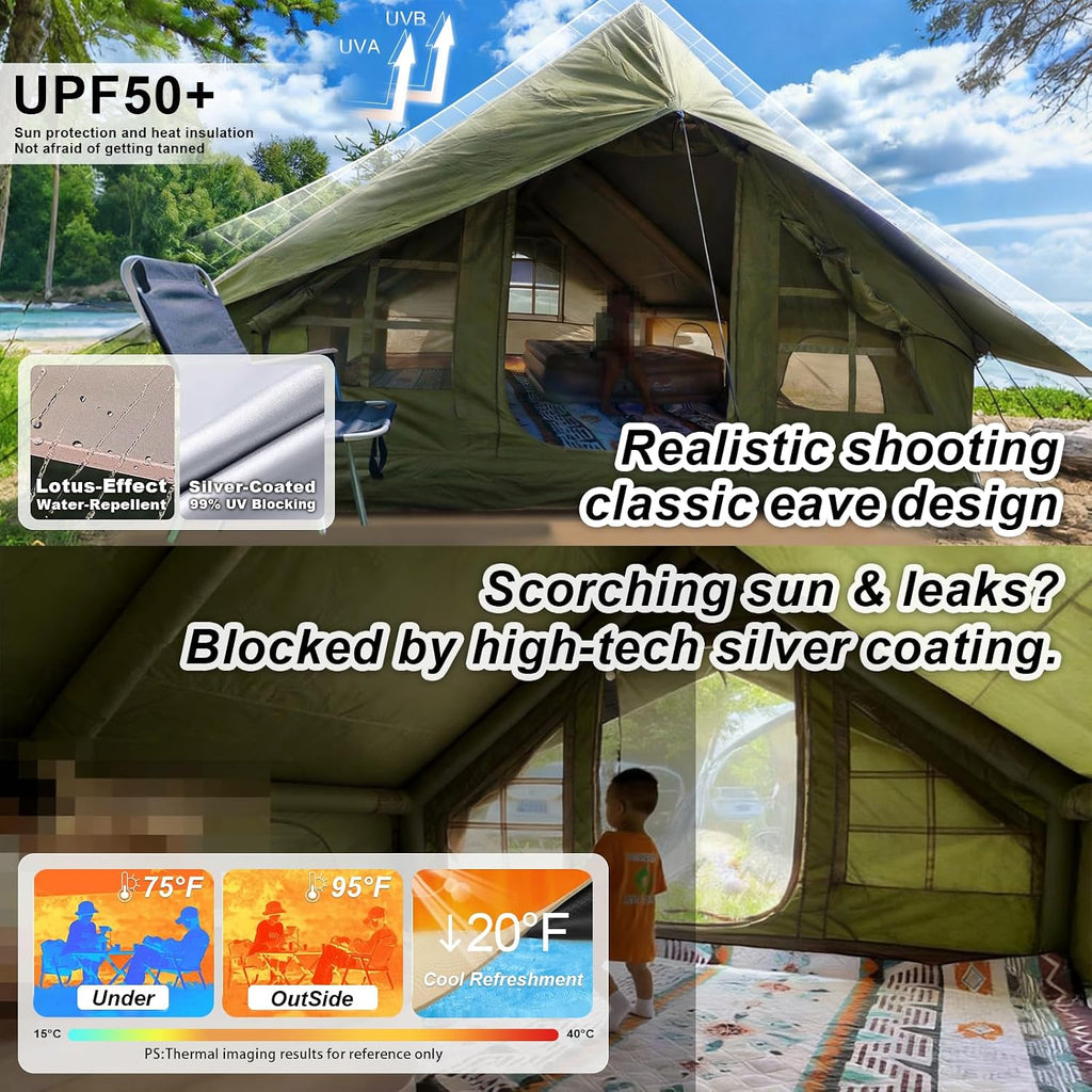 10‘ x 13’ Camping Tarp for 4/6/8 People, 4 Season UV Protection,PU 3000mm Waterproof, Multi-Functional Ultralight Shelter Awning Sunshade, Portable for Camping, Hiking, Backpacking Traveling.